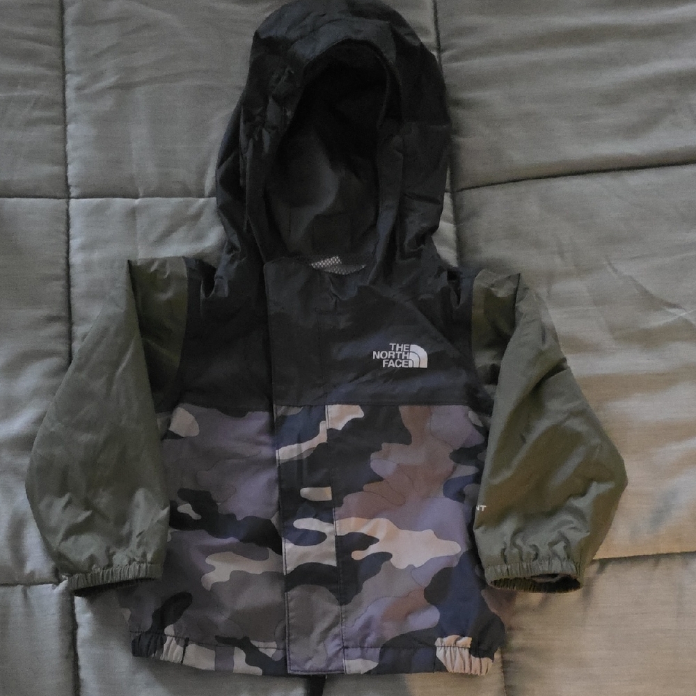 The North Face Black and Green Camouflage Jacket